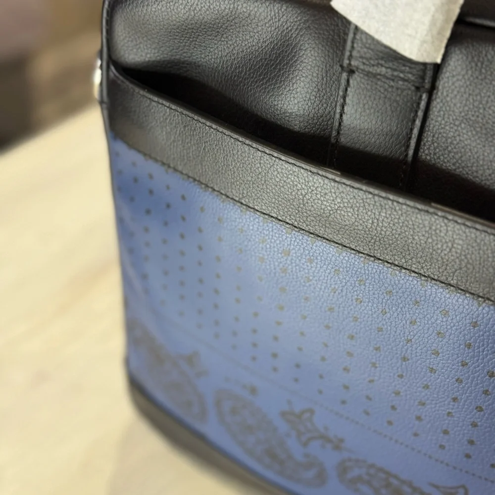 Coach Hamilton Blue and Black Paisley Leather Briefcase